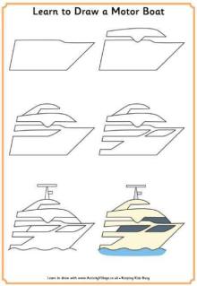 Cara Menggambar Kapal Motor Boat